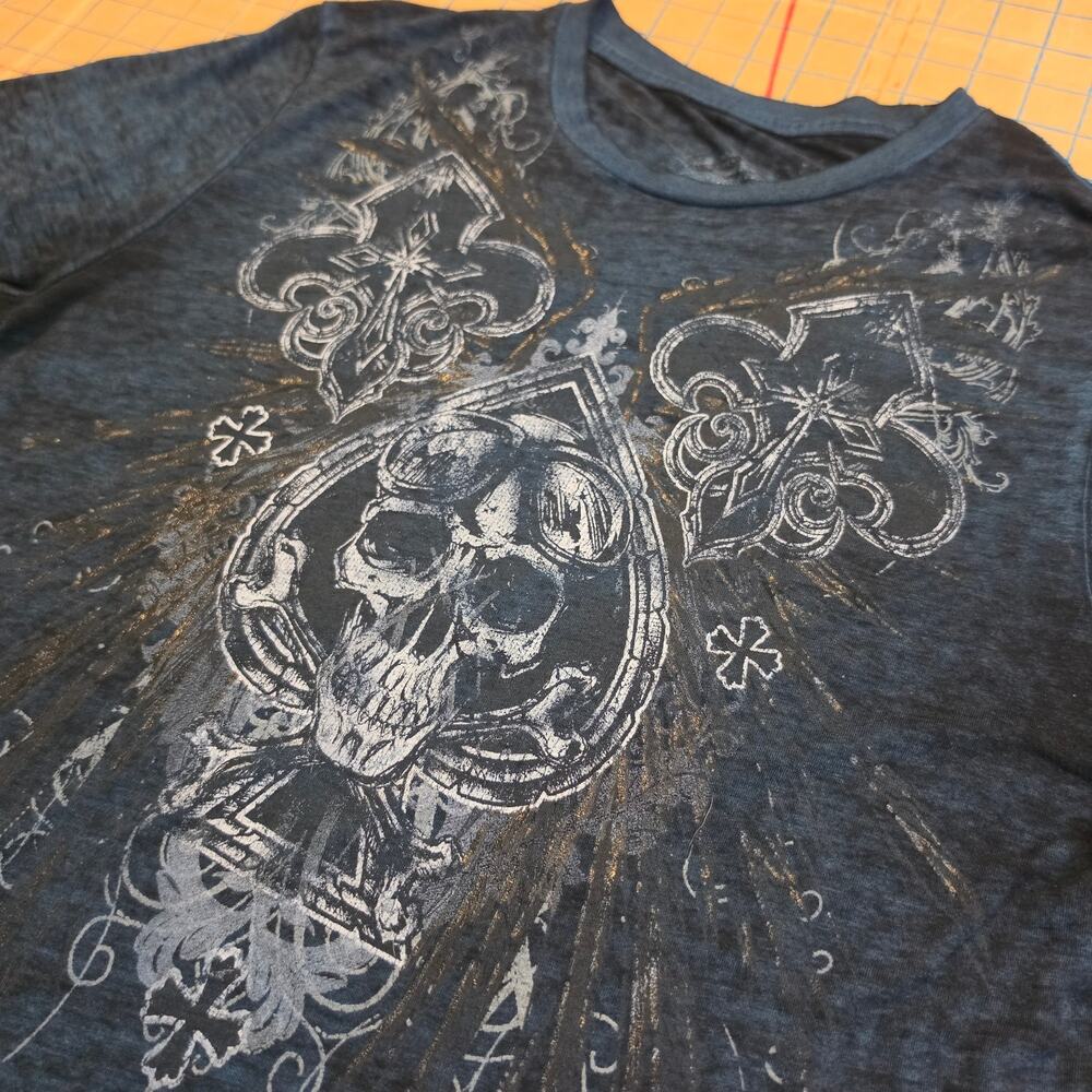 Helix Y2K Graphic T-Shirt Blue Medium Grunge